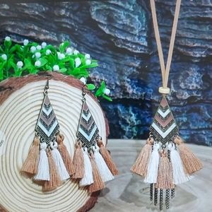 Boho Women's  Earrings  Necklace  Ethnic  Style  Jewelry 3 Piece Set.